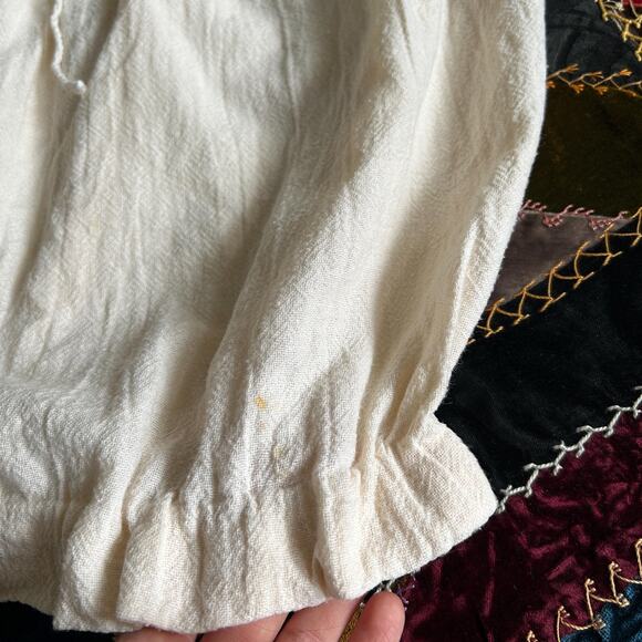 Vintage 60s/70s Gauzy Cotton Crochet Folk Peasant Drawstring Corset Cover Top - Picture 7 of 8